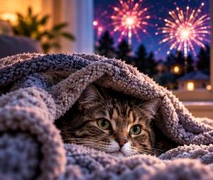 Cat settled in a cosy safe space