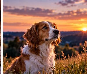 Dog outdoors before dark during firework season